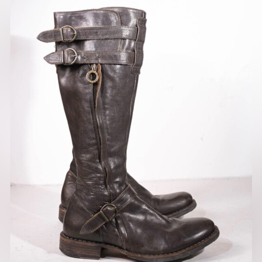 Baker Brown Leather Knee-High Biker’s Boots